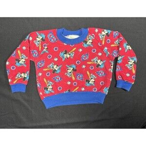 Vintage 80s 90s Disney Mickey Stuff For Kids AOP Baseball Sweatshirt  Toddler